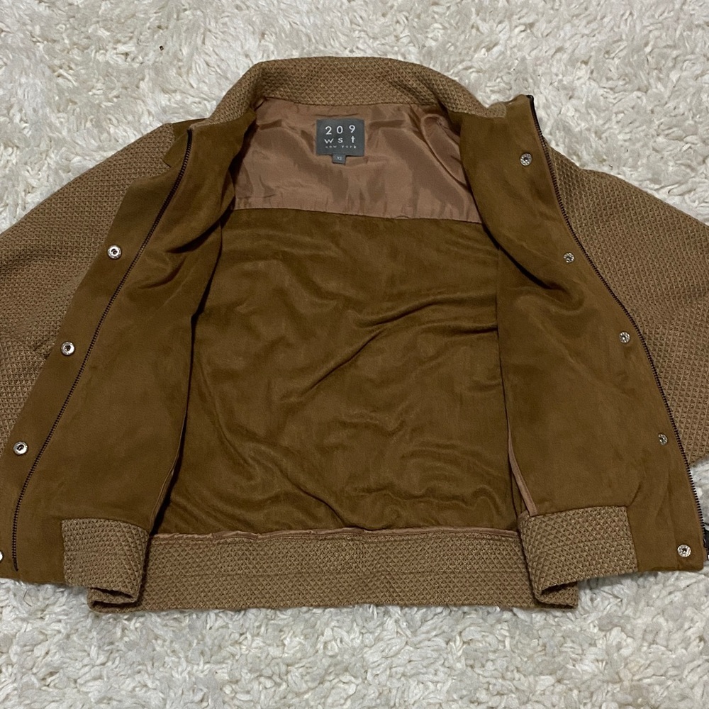 209 wst Brown Women's  zipper and button up bomber jacket VGUC business casual - Picture 7 of 16